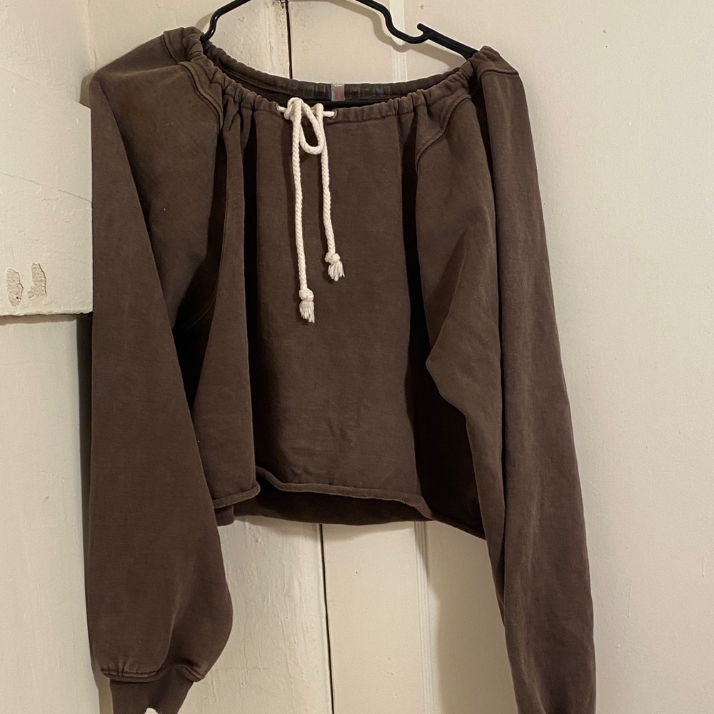 Free people movement for the win drawstring sweatshirt, off the shoulder